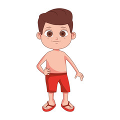 Cute boy hands up cartoon vector illustration graphic design