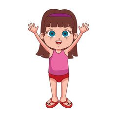 Beautiful girl with hand up cartoon vector illustration graphic design