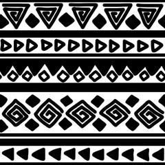 Seamless black and white geometric background. Ethnic hand drawn pattern for wallpaper, cloth, cover, textile