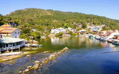 Fototapeta na wymiar A view of Barra da Lagoa village in Florianopolis, Brazil