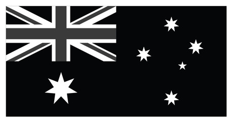 Obraz na płótnie Canvas Flag of Australia in black and white Illustration vector.