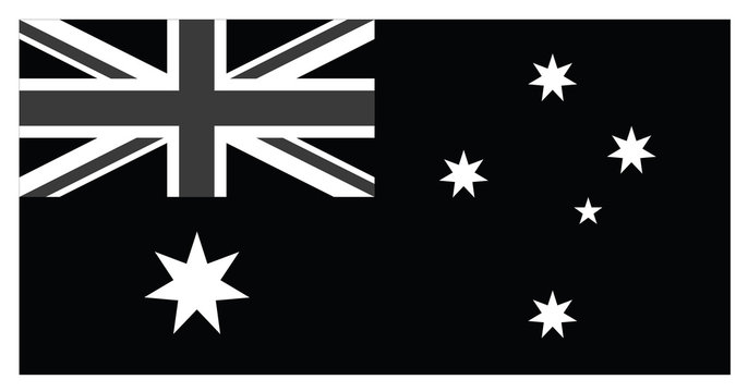 Flag of Australia in black and white Illustration vector.