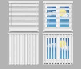 Blind window curtains vector realistic mockup set