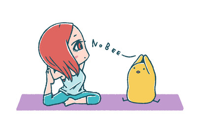 ヨガをするゆるいひよこ © TAMAGO POTATO