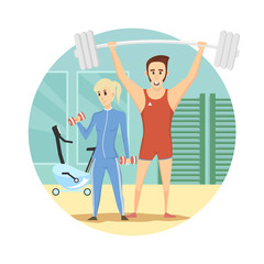 fitness club icon sport cartoon style - vector illustration.