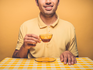 Young hipster man drinking coffee