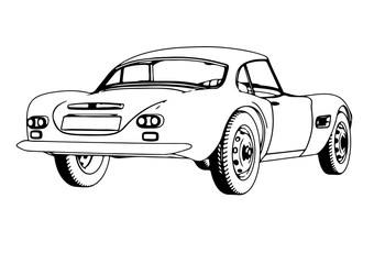 Obraz premium outline retro sport car vector