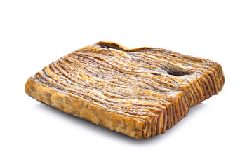 Chocolate danish on white background