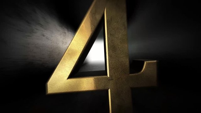 Countdown from 0 to 10. Digit 4. Gold digit 4 with alpha channel. 80