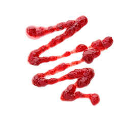 Sweet raspberry jam on white background