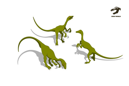 Small dinosaur  in isometric style. Isolated image of jurassic monster. Cartoon dino 3d icon. Vector illustration