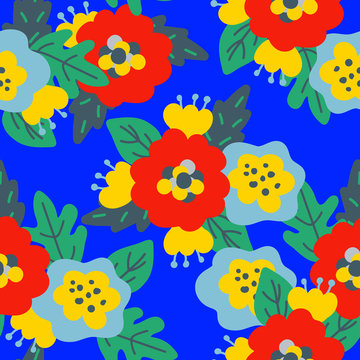 Flower,Floral Cute Seamless Pattern Bright colour background © botobox