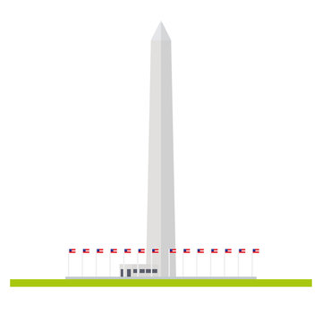 Washington Monument Flat Design Isolated Vector Icon