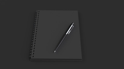Blank notebook with pen on table