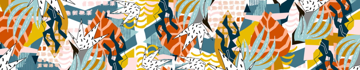 Abstract floral elements paper collage