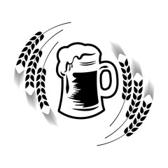 Beer logo - vector illustration, emblem brewery, barrel, pub, bar, tavern, brew, barley, brewing, alcohol drink, ribbon label on white background.