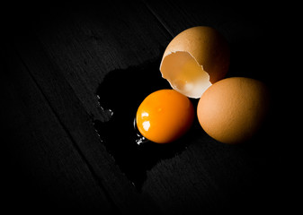 egg on black wooden table
