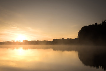 Fototapeta na wymiar Sunrise on the Kaitra lake