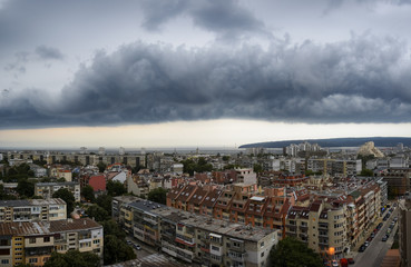 Obraz premium Black and dark storm cloud Over Varna, Bulgaria.