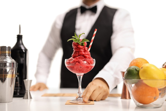 Bartender Serving A Sundae