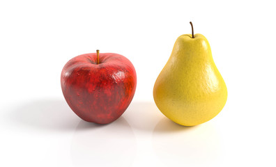 3D Apfel und Birne als Freisteller