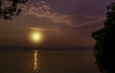 Fototapeta na wymiar Beautiful sunset on lake Ohrid