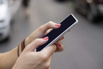 Black empty mobile phone screen