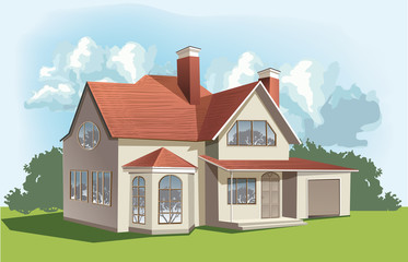 Vector classic American house