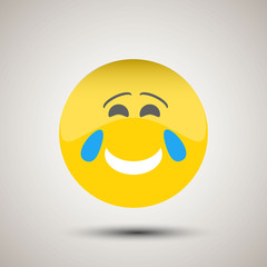 Laughing and smiling emoji isolated flat vector icon