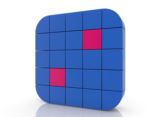 Square of cubes in red and blue colors
