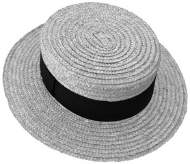 canotier paille en noir et blanc, fond blanc