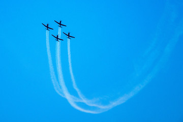 Acrobatic planes at air show, Tel Aviv, Israel