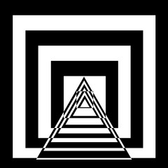 Abstract black and white striped background. Geometric pattern with visual distortion effect. Optical illusion. Op art.