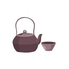 Japan culture symbol vector illustration.  Colorful Japanese teapot icon isolated on white background.