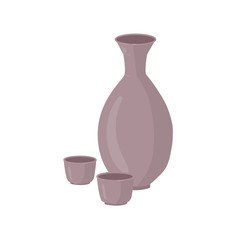 Japan culture symbol vector illustration.  Colorful Japanese jar icon isolated on white background.