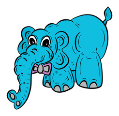Friendly Cartoon Blue Elephant Illustration Vector