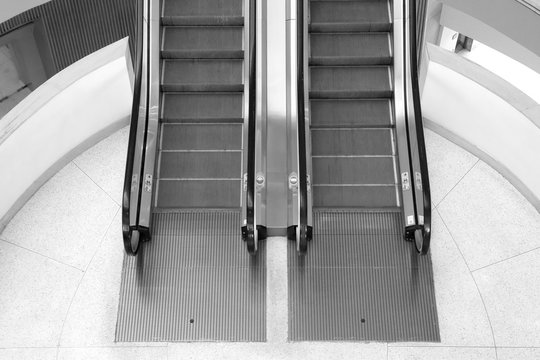 Begin or finish of escalator with nobody