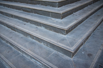 Perspective of black granite staircase.Thailand.