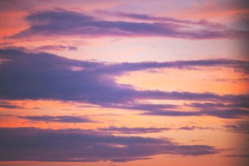 Naklejka na ściany i meble orange purple sunset sky with clouds
