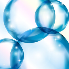 Square element vector background, abstract blue pattern with blue air soap glittering bubbles