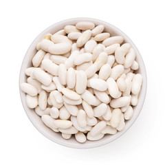 Fototapeta na wymiar Bowl with beans on white background