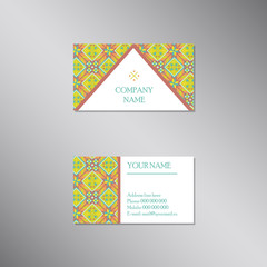 Creative business card with modern ornament. Design vector set.