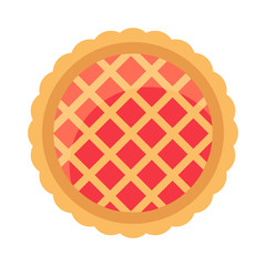 Cherry pie top view, vector illustration.