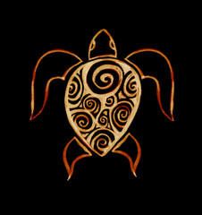 Fototapeta premium Handmade illustration of a sea turtle