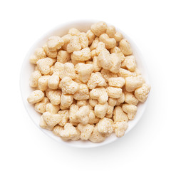 Bowl full of corn heart isolated on white