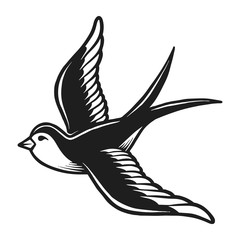 Obraz premium Vintage monochrome flying dove silhouette concept