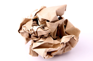 Crumpled paper against a white background.