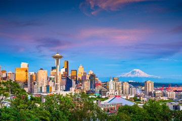 Seattle, Washington, USA Skyline - obrazy, fototapety, plakaty