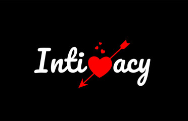 intimacy word text with red broken heart
