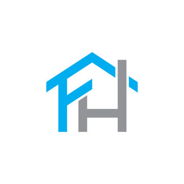 F H Initial letter logo element. home letter logo template